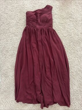 One-Shoulder Burgundy Formal Gown